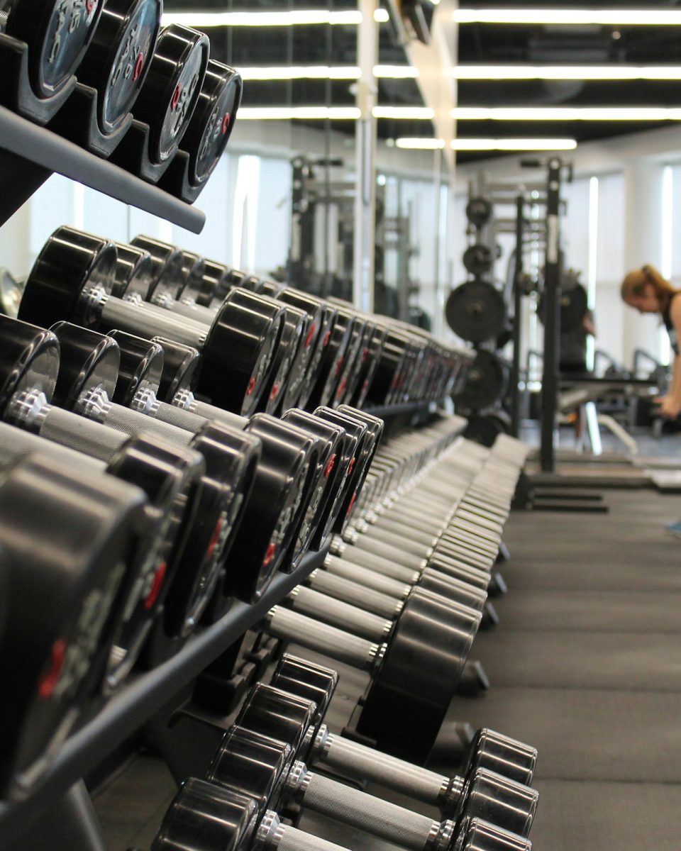 Dumbbell rack in a gym
