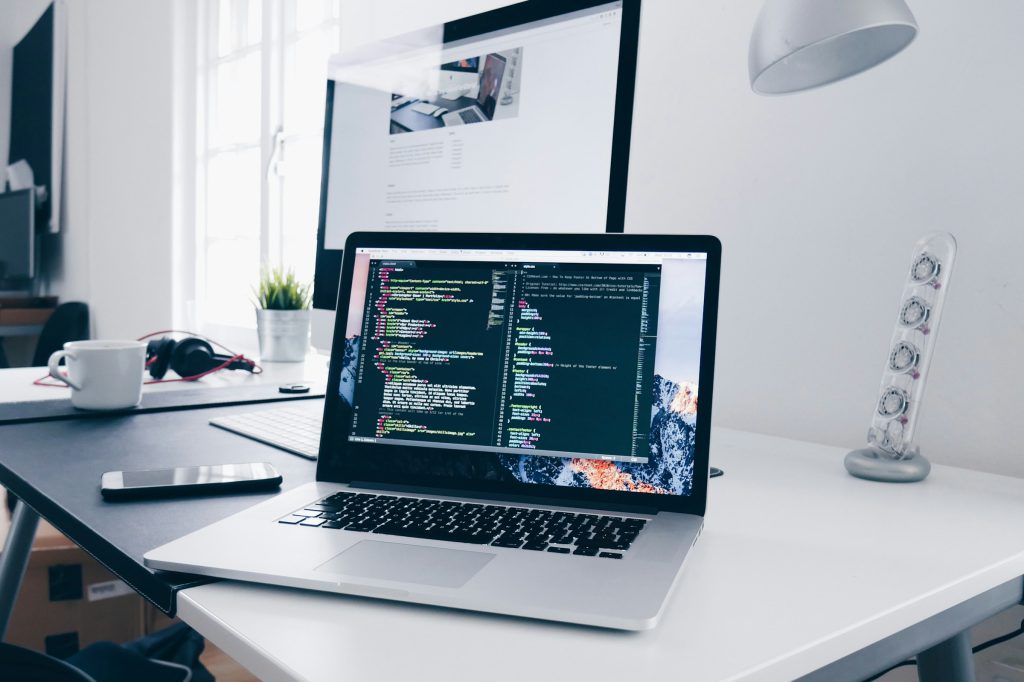 Laptop on a clean white desk